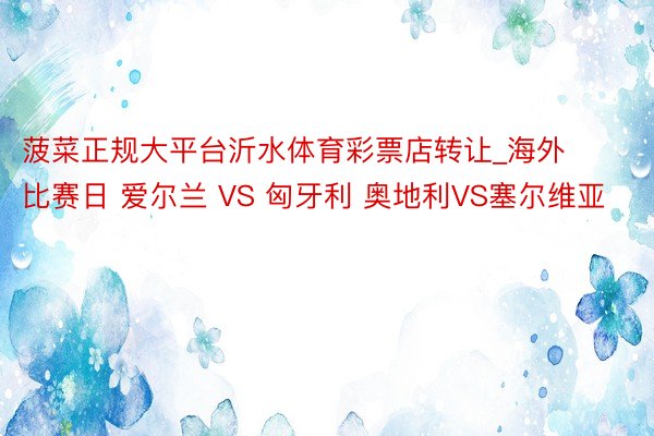 菠菜正规大平台沂水体育彩票店转让_海外比赛日 爱尔兰 VS 匈牙利 奥地利VS塞尔维亚